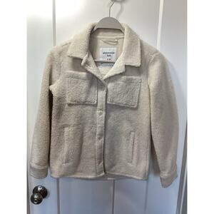 Abercrombie & Fitch Kids Button Front Teddy Sherpa Shirt Jacket Cream Size 9/10